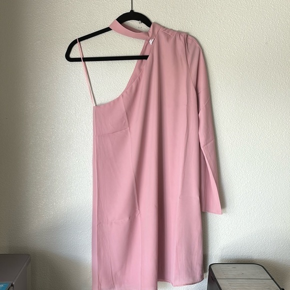 Three Eighty Two Pink One Shoulder Mini Dress Small - Picture 3 of 9